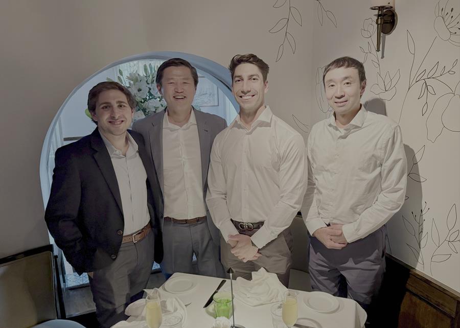 Division of Thoracic Surgery celebration graduation of Dr. Cambiaghi. Dr. Warren Naselsky, Dr. Min Kim, Dr. Tommasso Cambiaghi and Dr. Ray Chihara (left to right)